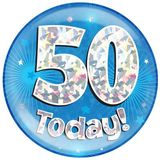 Oaktree Holographic Jumbo Badge - 50 Today Blue - Jumbo Badges
