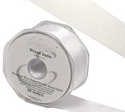 Eleganza Wired Edge Premium Double Faced Satin 38mm x 20m White No.01 - Ribbons