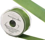 Eleganza Wired Edge Premium Taffeta Field Green 25mm x 20m No.95 - Ribbons