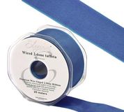 Eleganza Wired Edge Premium Taffeta Pacific Blue 25mm x 20m No.99 - Ribbons