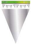 Metallic Solid Colour Bunting 20 flags 20cm x 30cm 10m Silver - Banners & Bunting