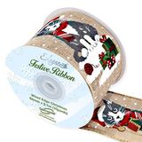 Eleganza Wired Edge Christmas Snow/Cat No.398 Natural 63mm x 9.1m - Christmas Ribbon