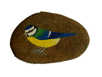 Hand painted Stone Blue Tit Hand painted Stone Blue Tit