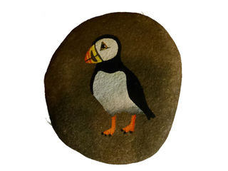 Hand painted Stone Puffin