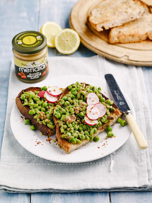 Smashed Pea & Almond Toasts