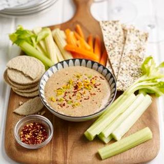 Almond Satay Dip with Flat Breads and Veg