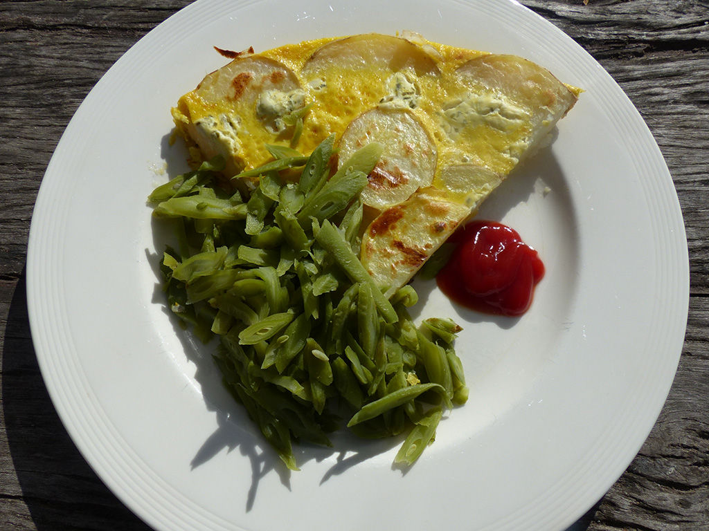 Potato Tortilla with runner beans