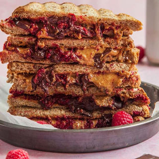 Peanut Butter & Chocolate Raspberry Grilled Sandwich