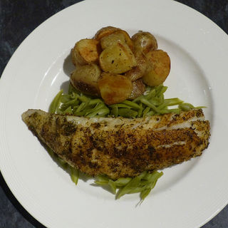 Whiting with Runnerbeans & Potatoes