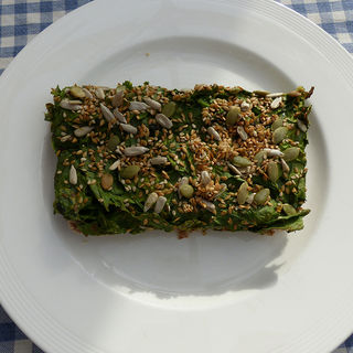 Spinach Pie with nuts, avocado and seeds