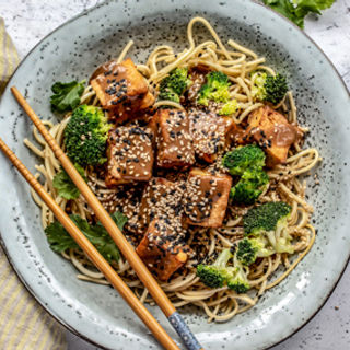 Baked Tofu and Noodles