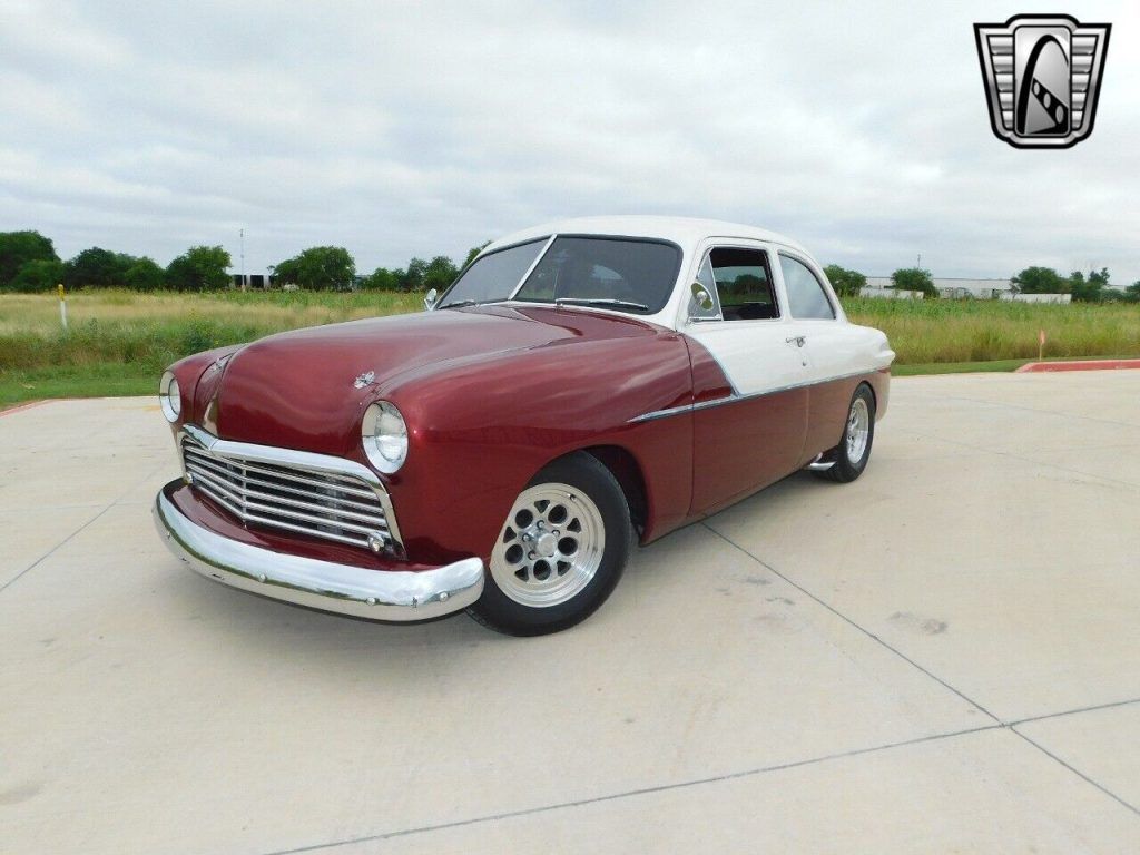 Pearl White / Maroon 1950 Ford Custom 302 CID V8 4 Speed auto w/ Overdrive Auto