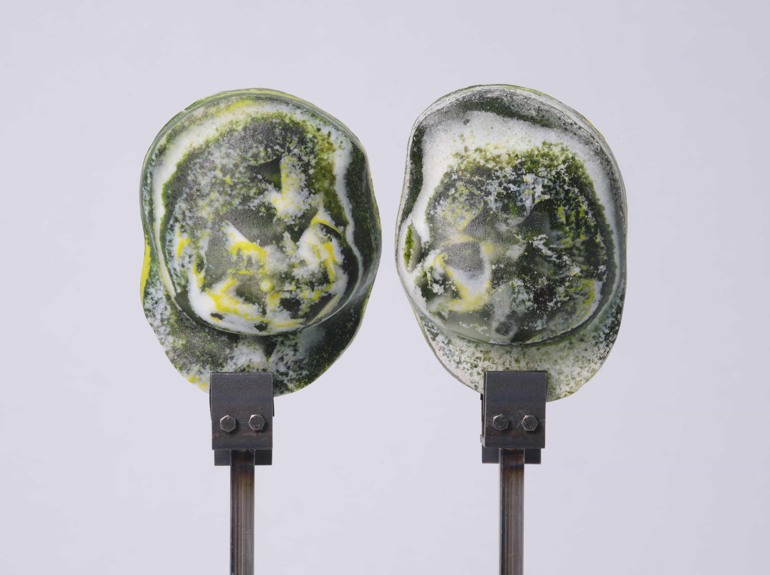 St Agatha - glass sculpture of two breasts, from front