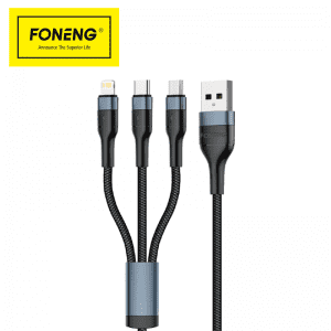 Foneng X51 3 in 1 spiral weaved quick charge Data Cable