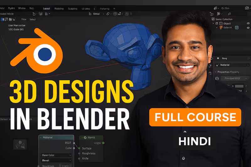Blender 3D Design Full Course in Hindi Thumbnail