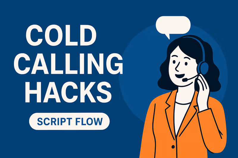 A sales professional looking frustrated at a phone, symbolizing a cold calling script not working