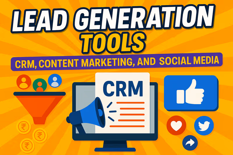 Thumbnail for Juno School's Lead Generation Tools course, showing a digital marketing interface with graphs and icons related to lead generation and analytics.