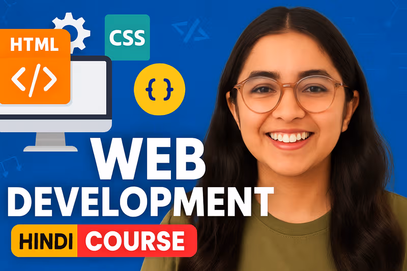 Juno School Web Development Full Course in Hindi thumbnail showing a laptop with code and a mobile phone