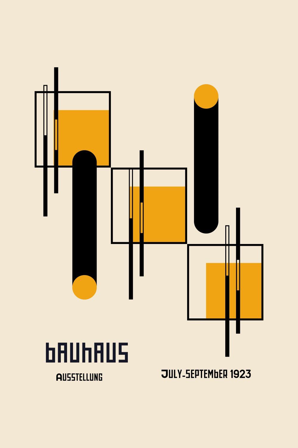 Konten Grafis Abstrak dengan Warna Kuning, Hitam, dan Putih