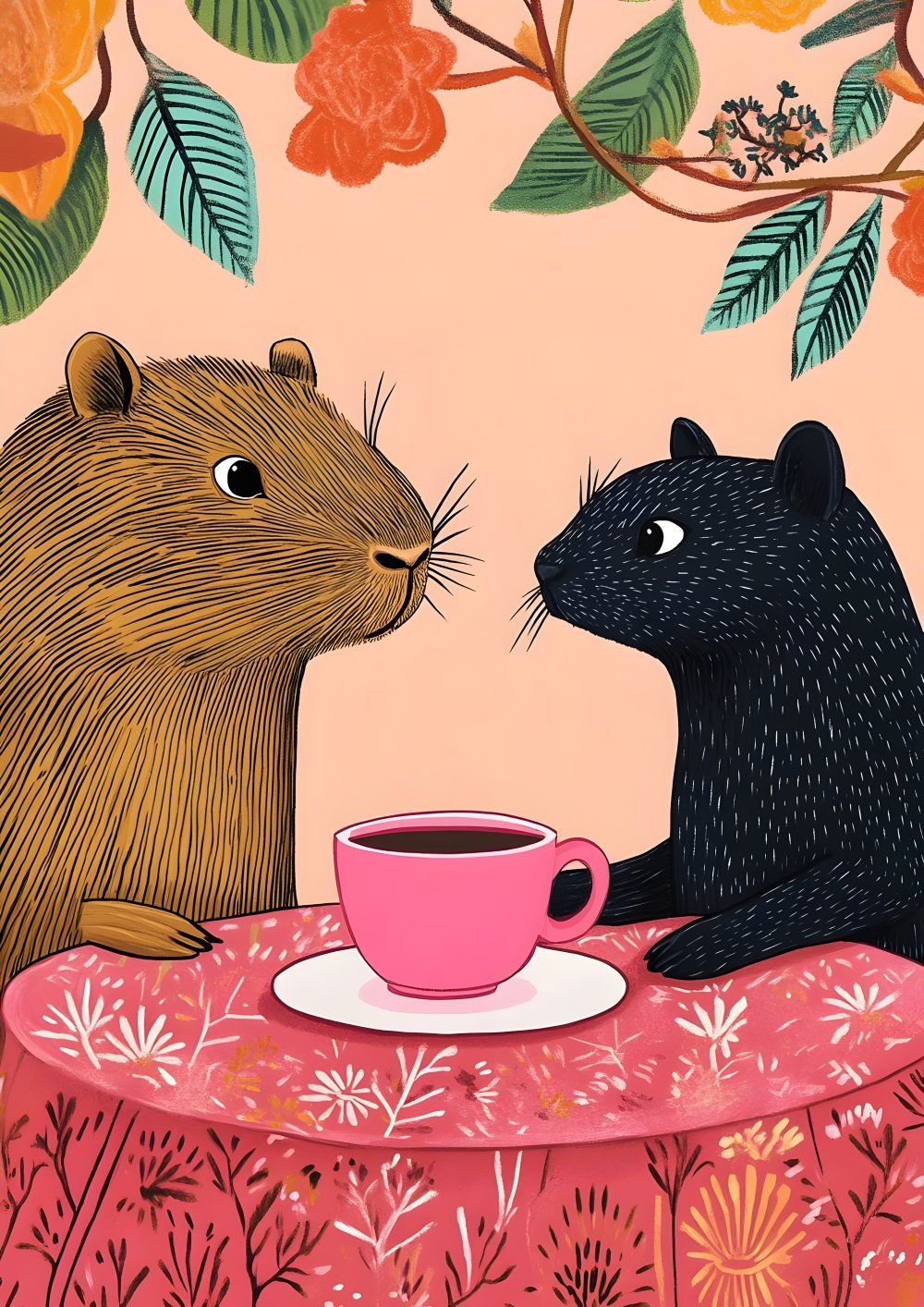 Konten Ilinustrasi Kucing dan Rat Kopi