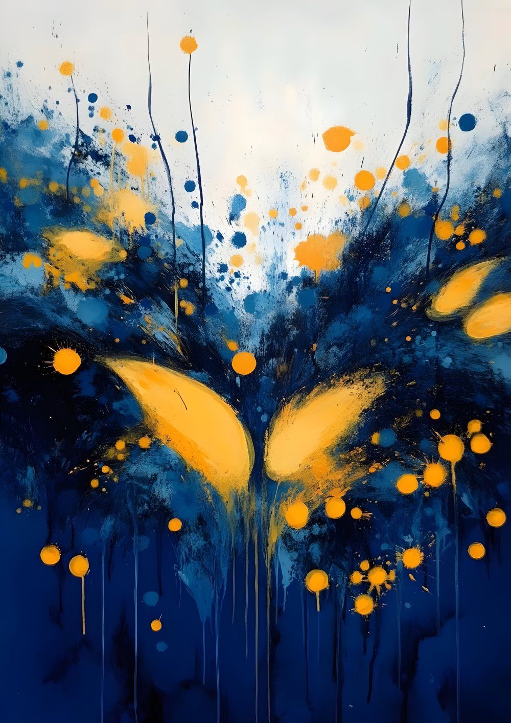 Konten Karya Abstrak Biru dan Putih
