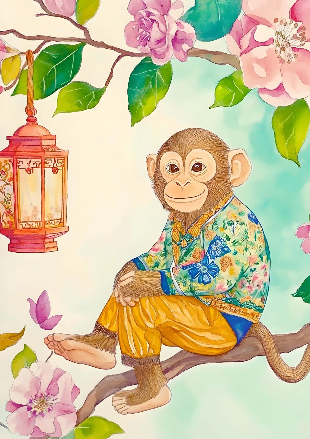 Konten Monkey dengan Baju dan Tabir