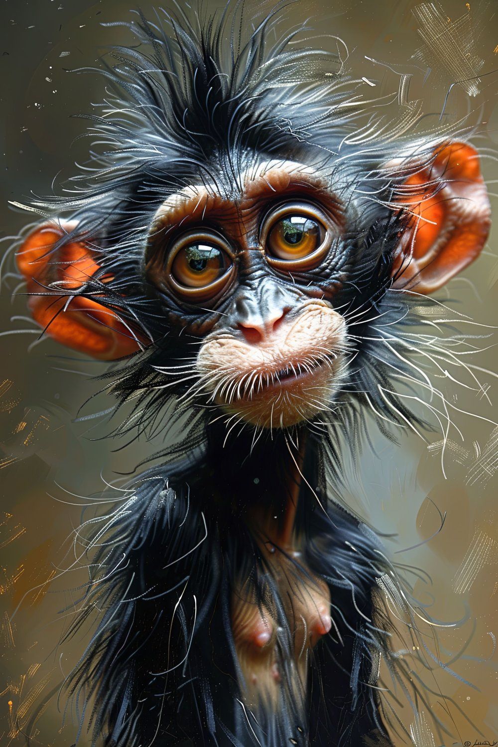 Konten Monkey With Black Fur And White Eyes