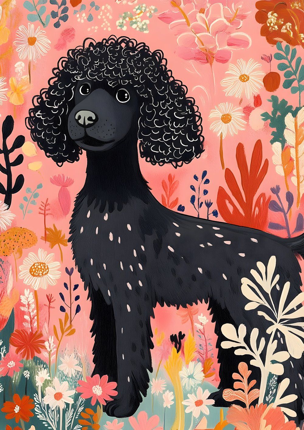 Konten Poodle dalam Tumpukan Bunga