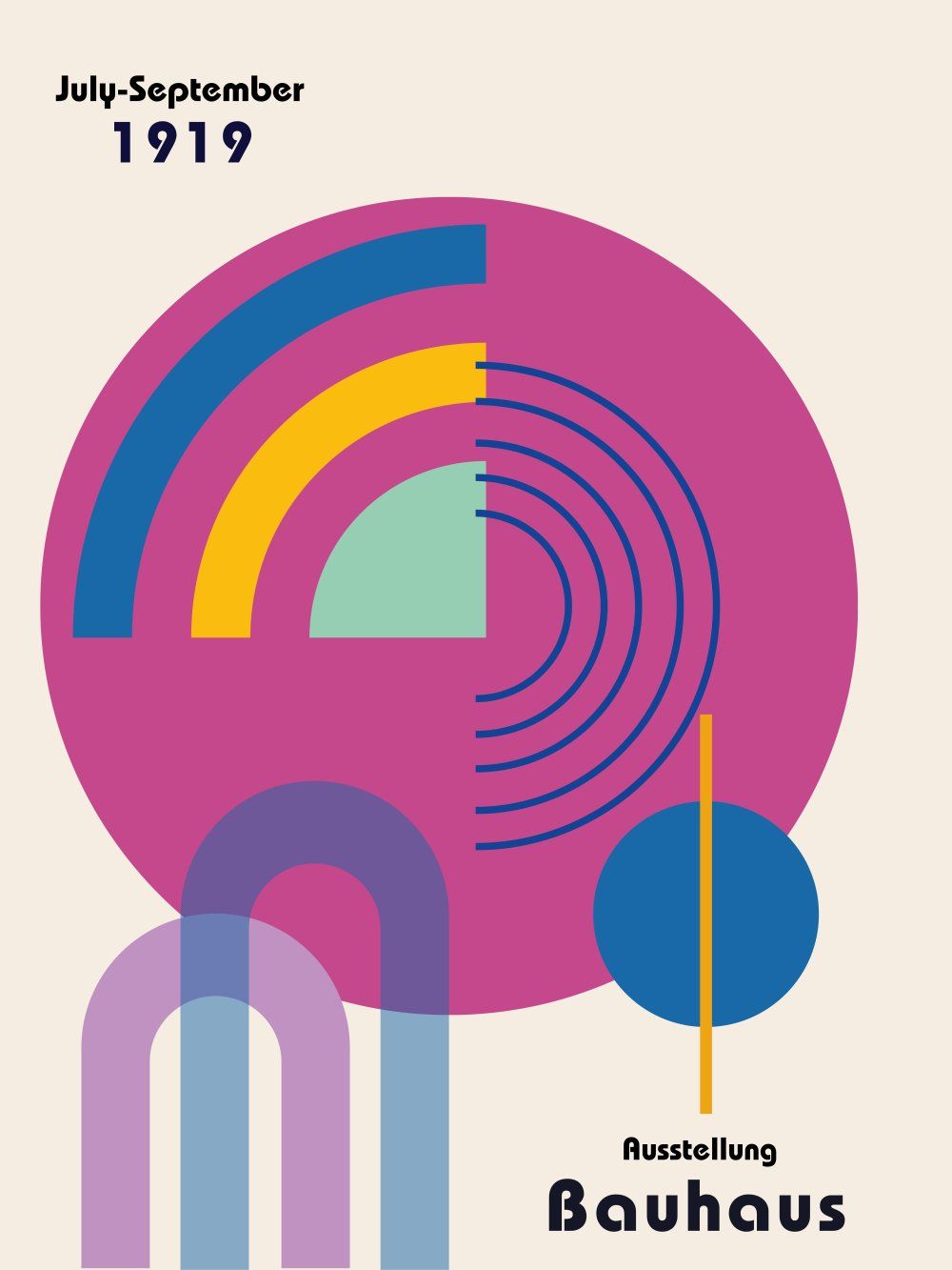 Konten Poster Bauhaus dengan Desain Abstrak