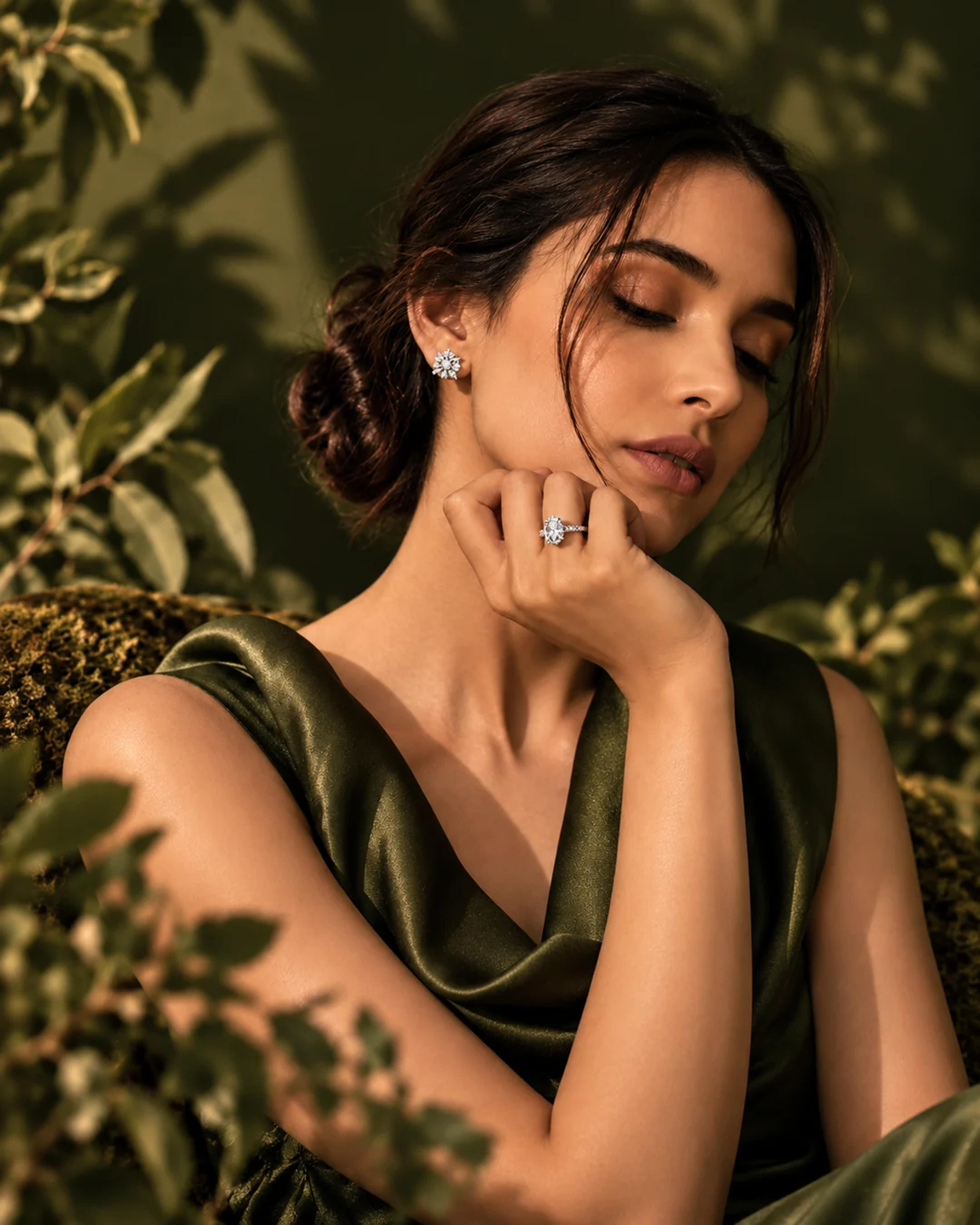 Woman wearing Ophira lab-grown diamond jewellery