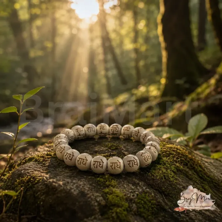 Natural Tulsi Radha Naam Elastic Bracelet 2