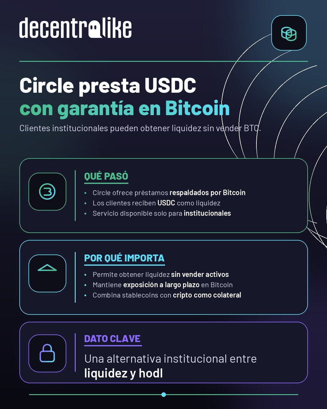 Circle lanza préstamos en USDC con garantía en Bitcoin