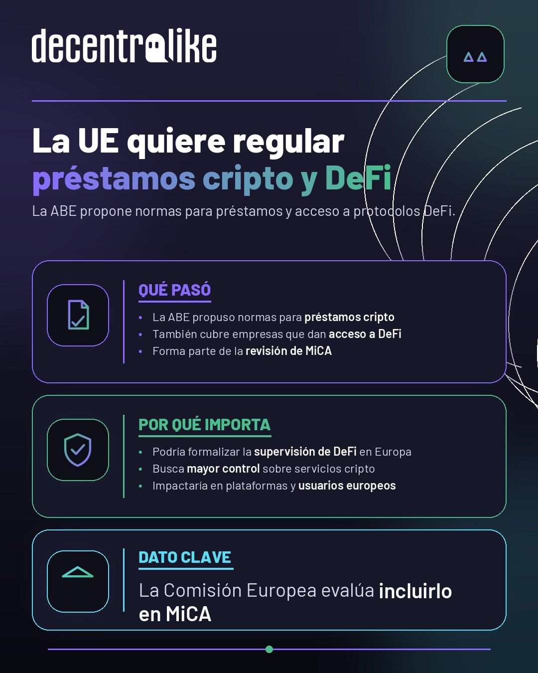 La UE quiere regular los préstamos cripto y el acceso a DeFi