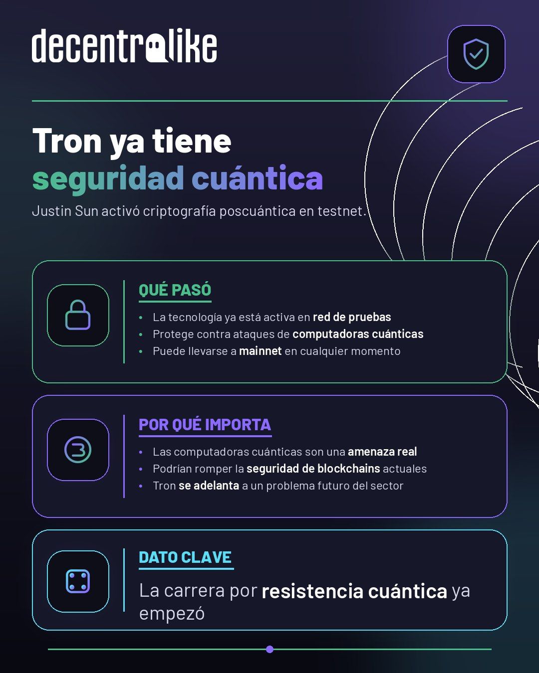 Tron activa criptografía poscuántica en testnet