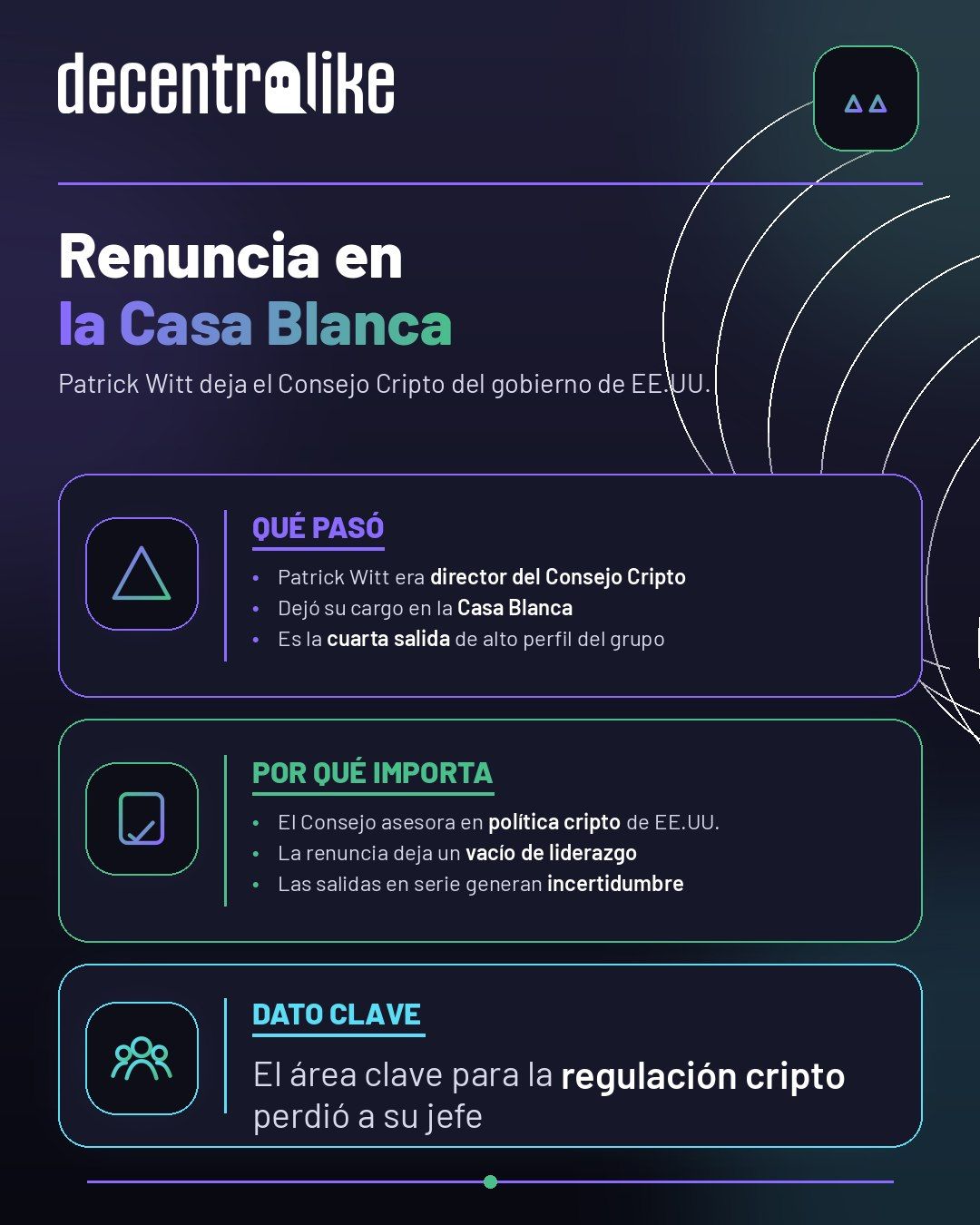 Renuncia el jefe del Consejo Cripto de la Casa Blanca