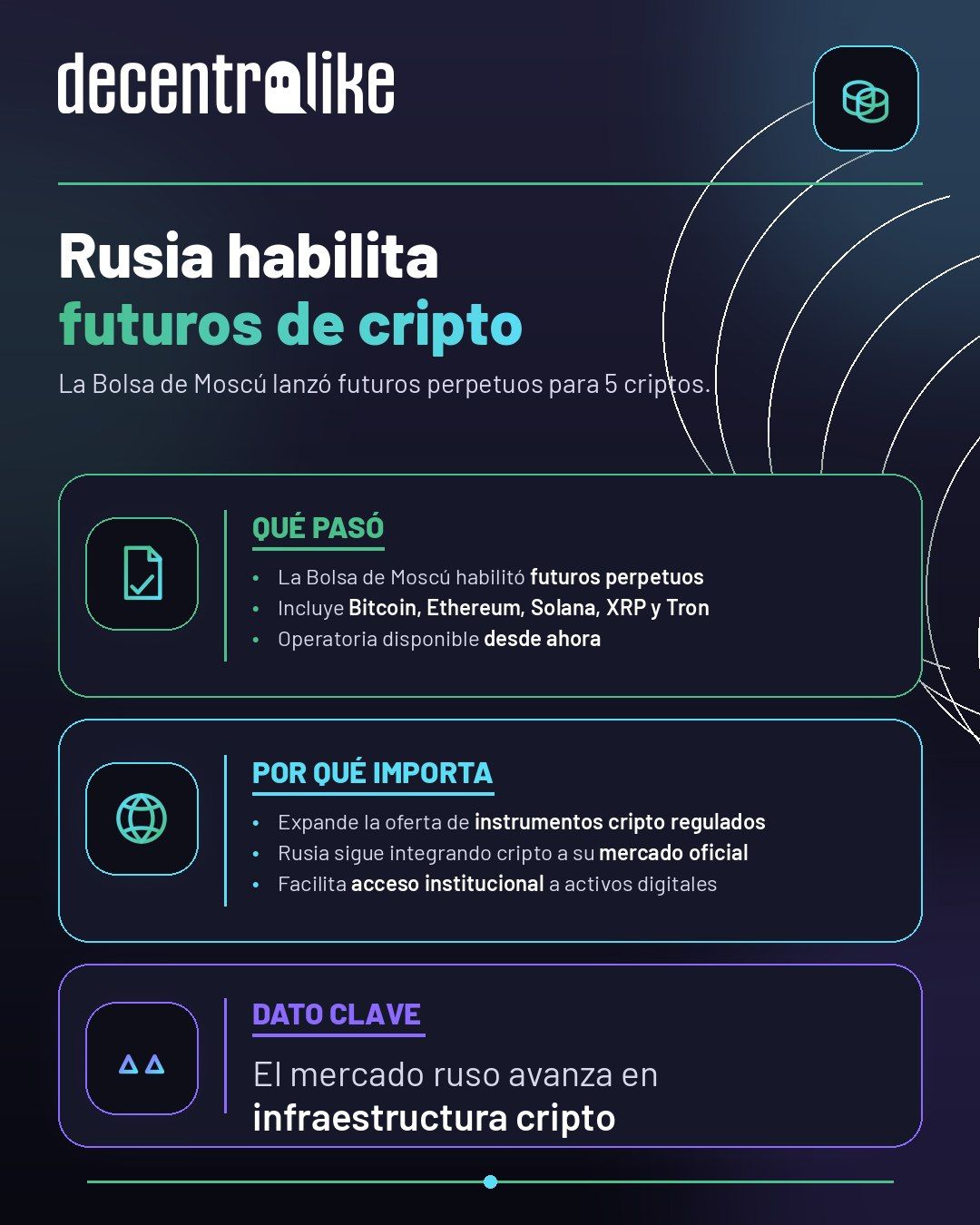Rusia lanza futuros perpetuos de cripto en su bolsa de Moscú