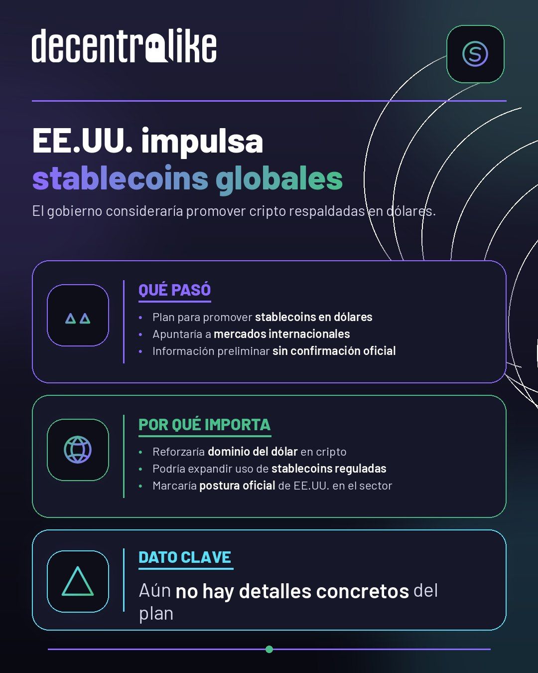 EE.UU. evalúa impulsar stablecoins en dólares a nivel global