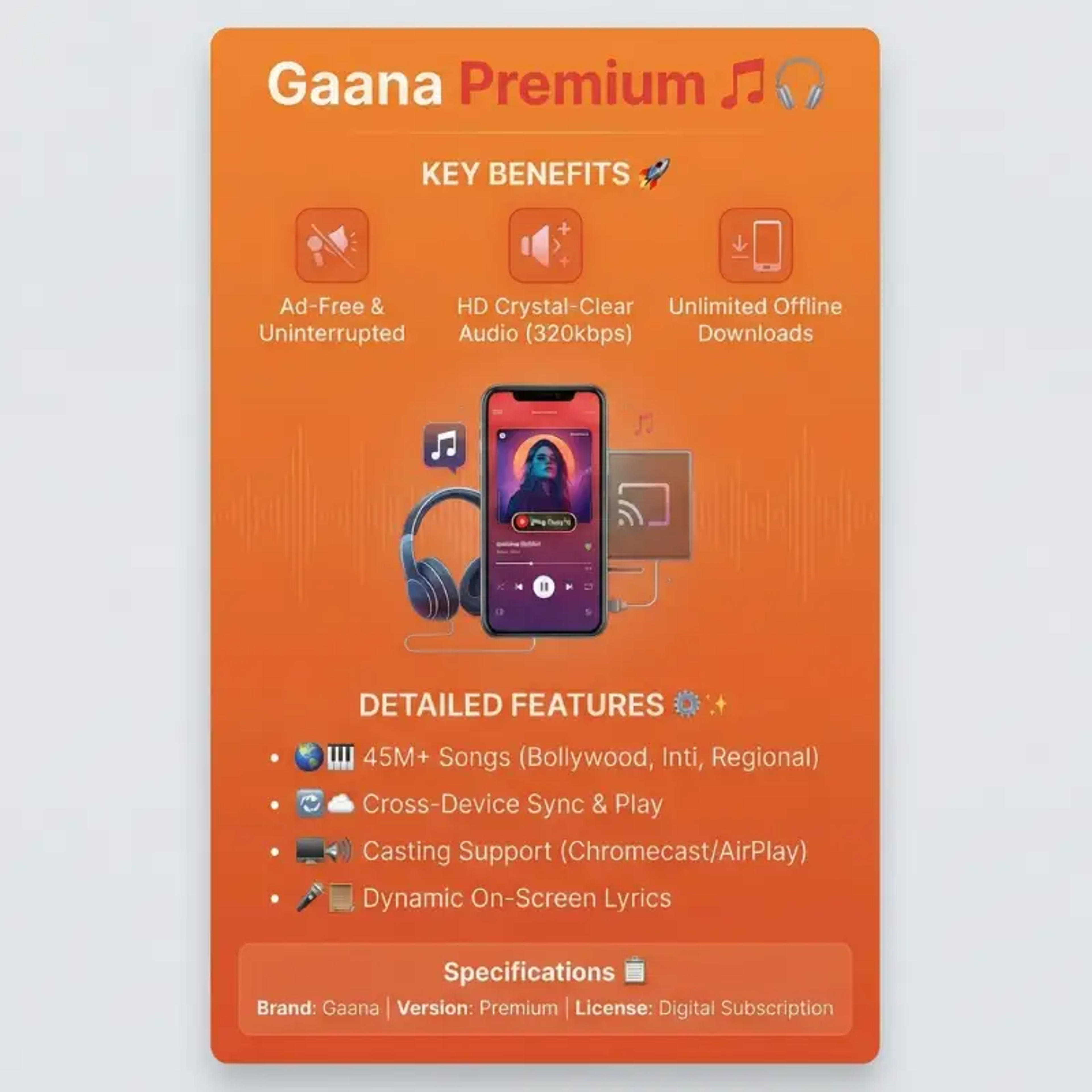 Gaana Premium 1 year