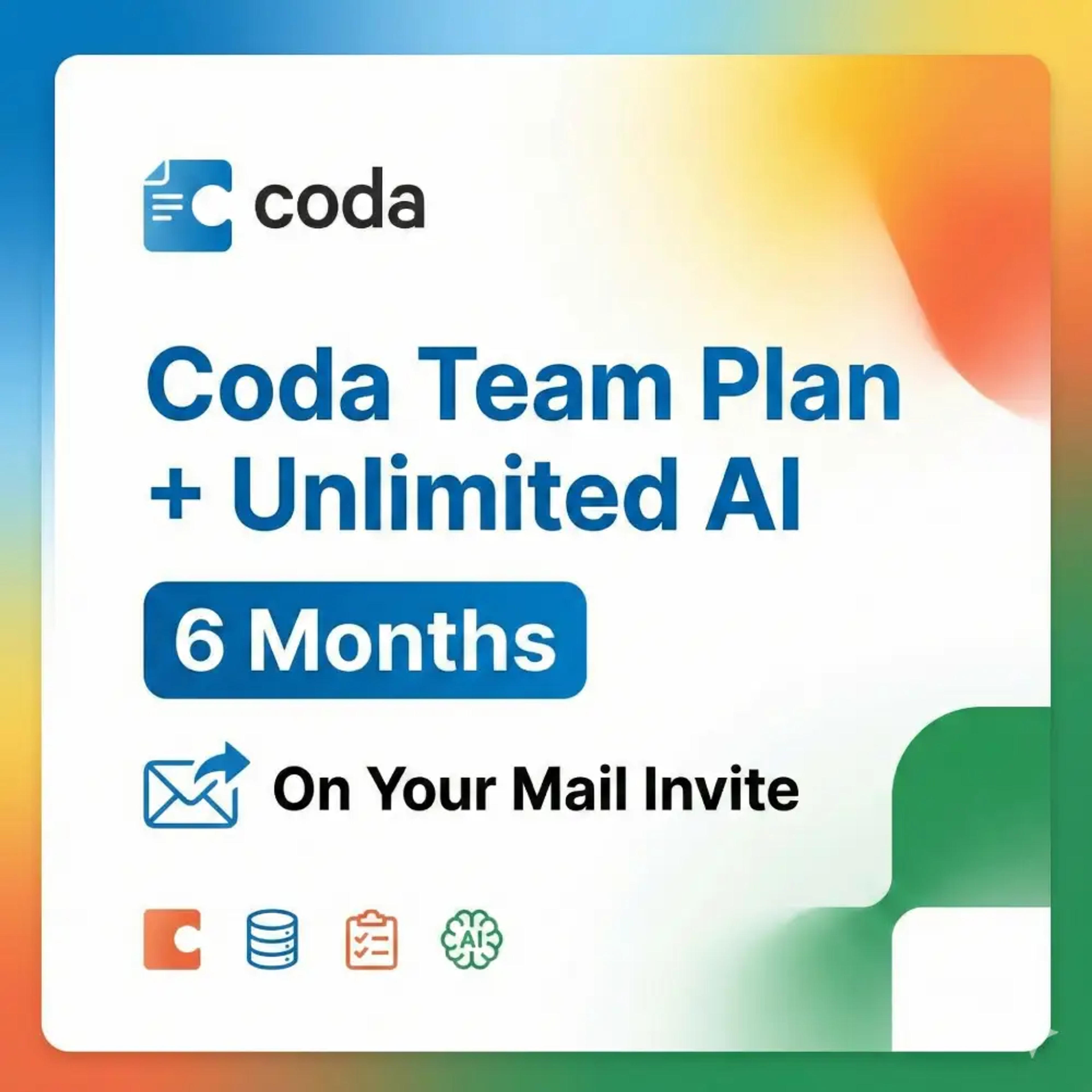 Coda – Team Plan + Unlimited AI (6 Months) (WhatsApp Us for Current Price)