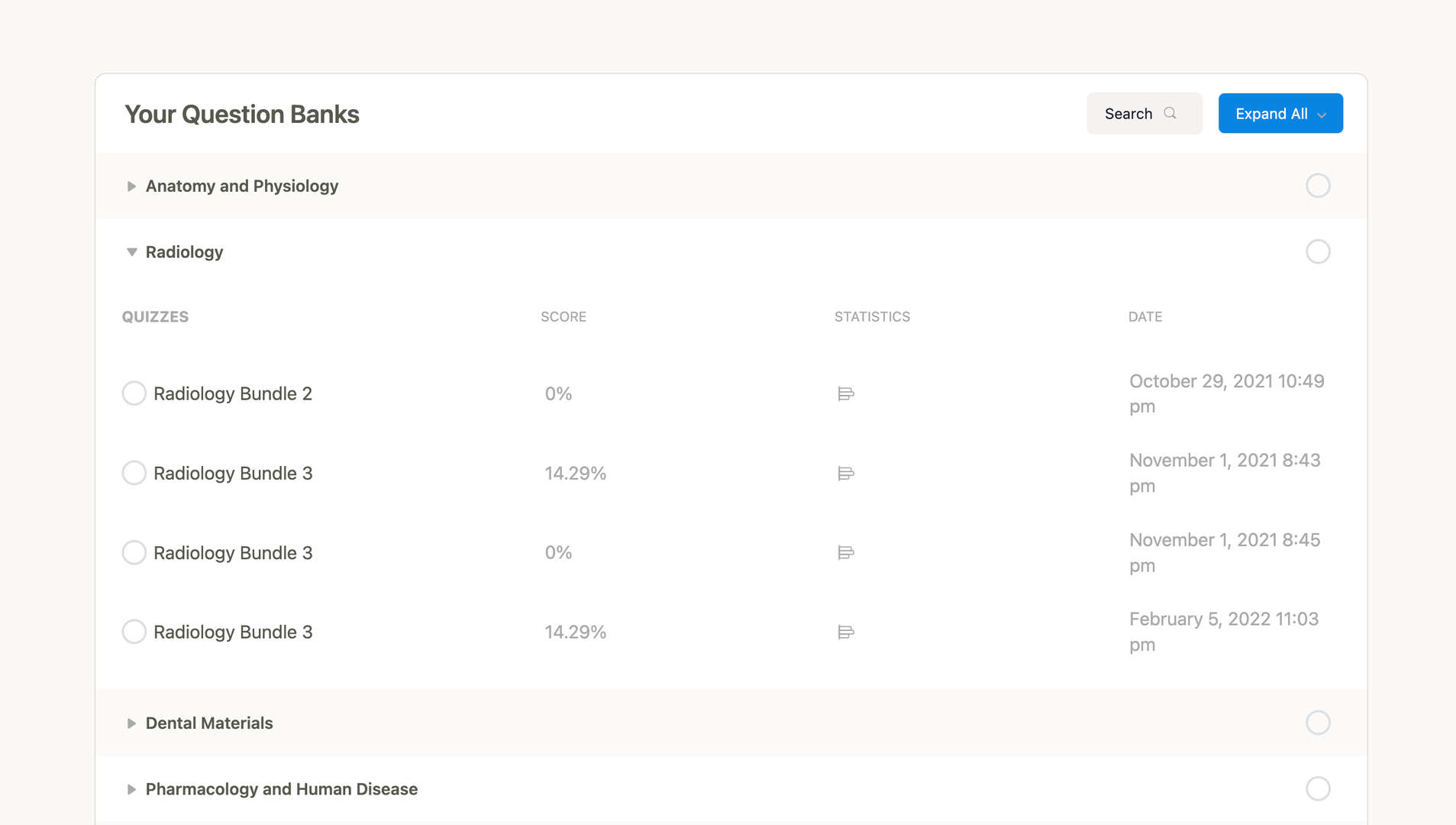 Dental exam preparation reimagined! Record results and statistics