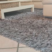 Mobilier grand tapis salon shaggy gris
