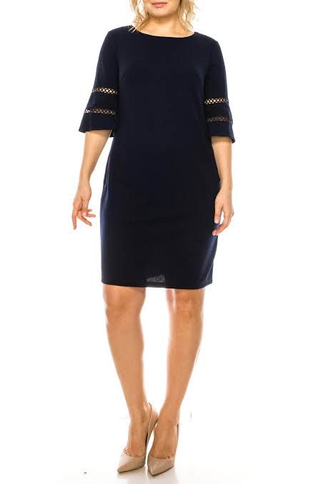 ILE Clothing 3/4 Bell Sleeve Sheath Dress Image