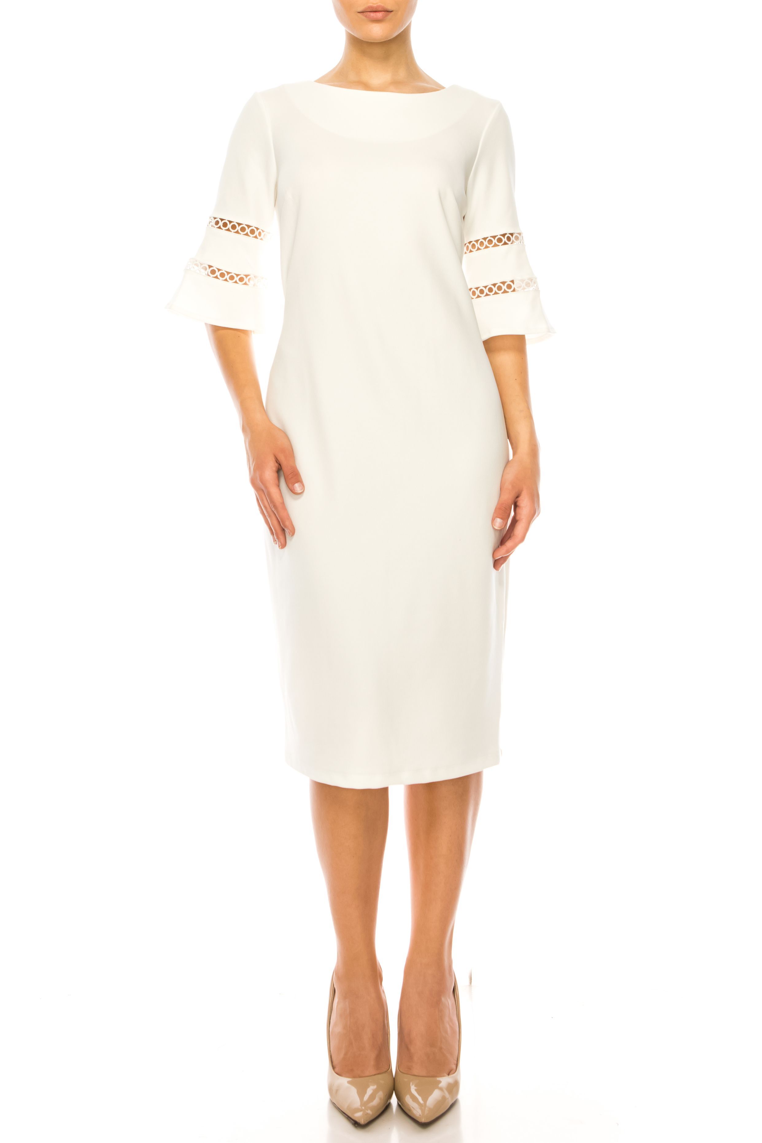 ILE Clothing 3/4 Bell Sleeve Sheath Dress Image