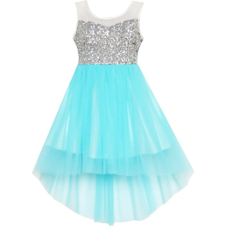 Girls Dress Sequin Mesh Party Princess Tulle Shiny Glitter Image