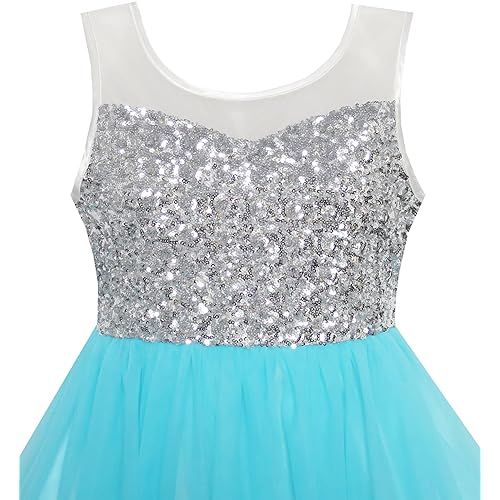 Girls Dress Sequin Mesh Party Princess Tulle Shiny Glitter Image