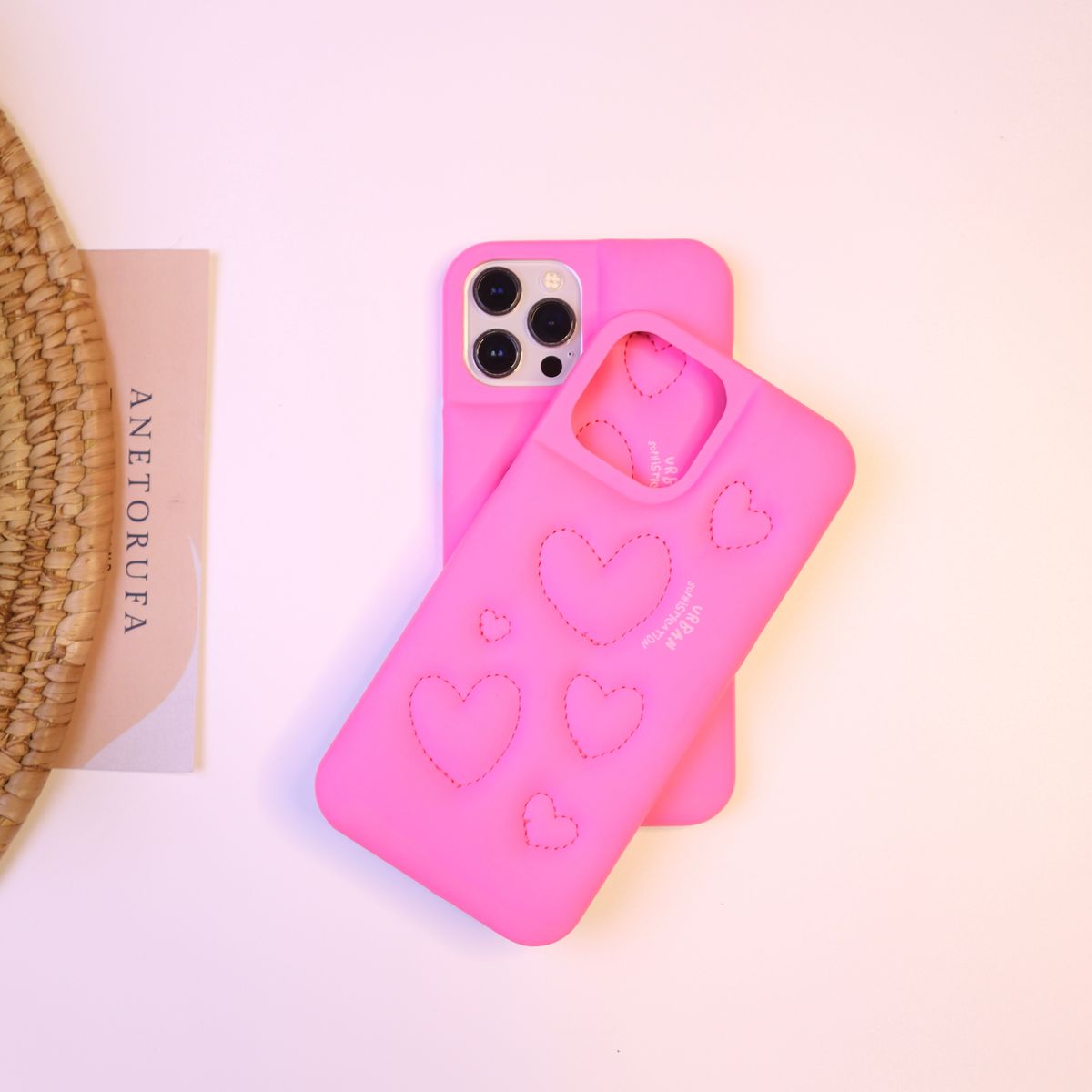 PINK HEART PUFFER PHONE CASE image