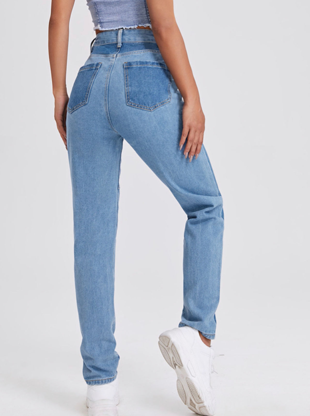 BLUE TWO-TONE JEANS image