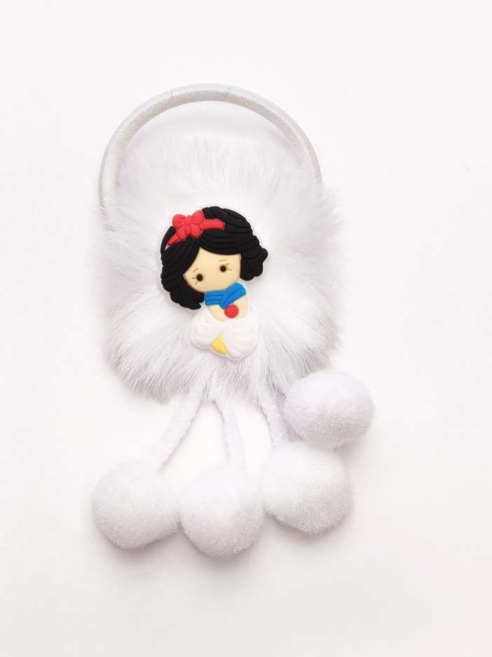 Cute pompom balls cartoon characters girls kids hair tie Image