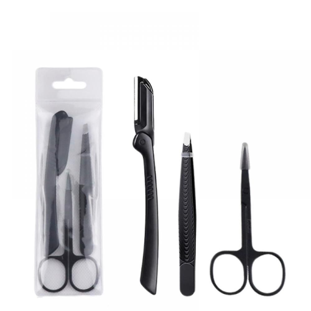 Tweezer set with trimming scissors and eyebrow razor Image