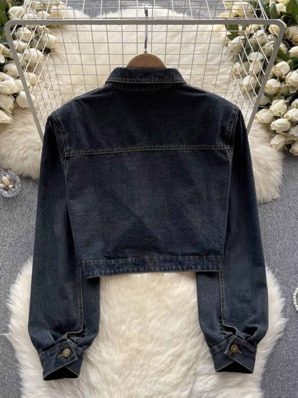 For the girls only cropped denim jacket  JZZ735 image